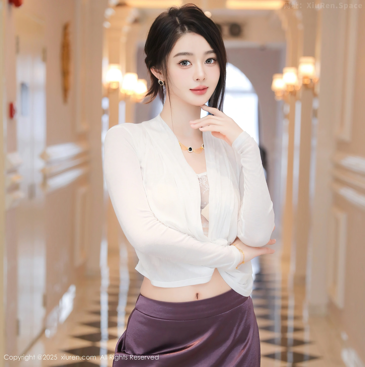 图片[6]-[XiuRen秀人网] VOL.10201 模特Candy糖糖白上衣配紫色长裙露肉丝吊袜秀丰腴身材诱惑写真75P-秀人网官方网站